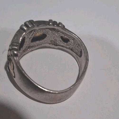 Black Hills Gold Sterling Silver 10k Grape Leaves Tri Color Band Ring RL Size 7 - Image 4 of 4