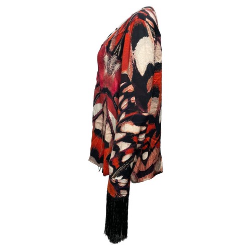 Alexander Mcqueen Butterfly Print Fringed Blouse In Viscose Women Multi Size 42 - Picture 4 of 9