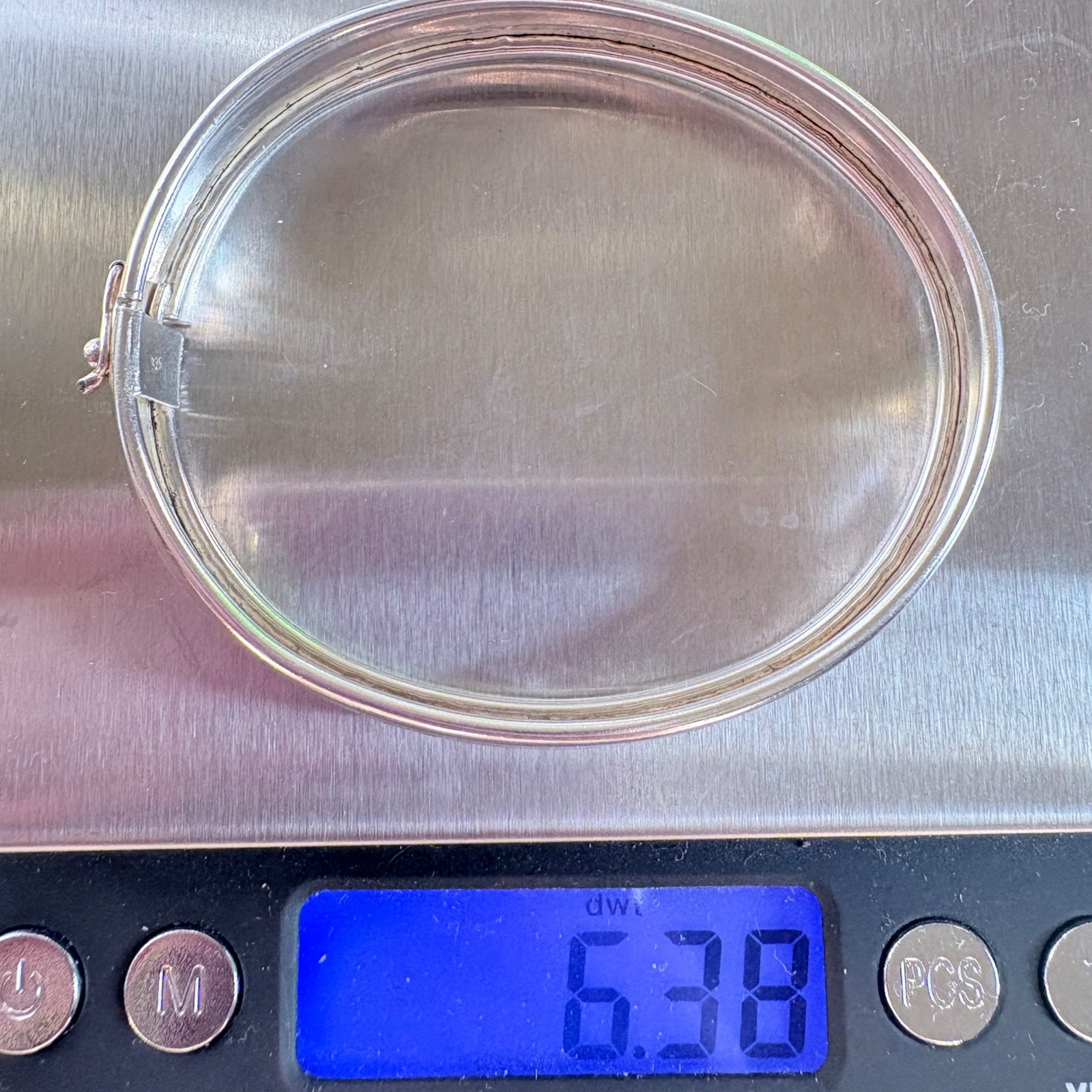 VTG Solid Sterling Silver 925 Hinged Bangle Brace… - image 6