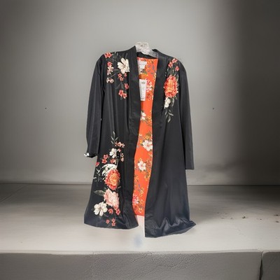Chicos Drama Duster Oasis Paradise  Black  US Size 8/10. NWT
