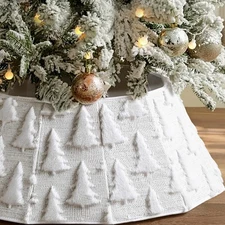 Soulchen Faux Fur Christmas Tree Collar White Foldable Christmas Tree Ring Ru...
