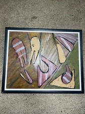 Felix Bonner Abstract Mixed Media Painting Framed Original Art Mid Century