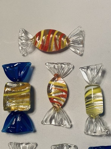 Murano Style Candy Pieces Vintage Glass Wrapped Art Glass - Lot of 10 - Picture 3 of 3