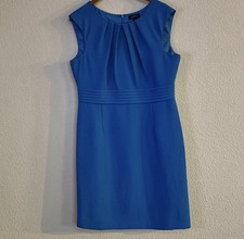 Tahari Arthur S Levine Turquoise Blue Sleeveless Sheath Dress Career Womens 12