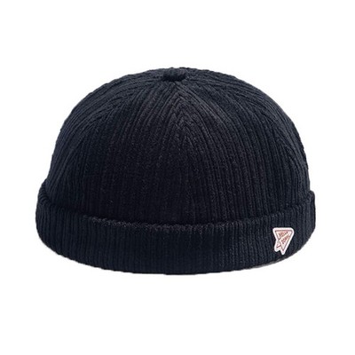 Men Docker Cap Sailor Beanie Worker Hat Rolled Cuff Brimless Retro Brim 71chr