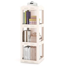 Foldable Rotating Bookshelf 360° Spinning Bookcase Revolving Bookshelf Tower