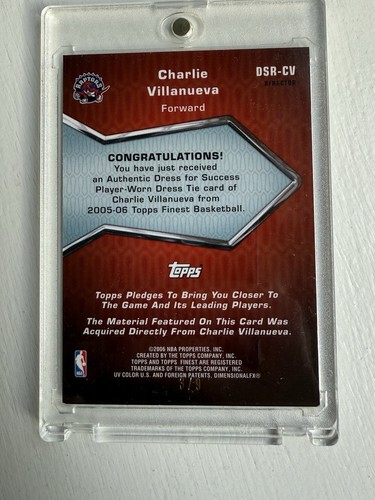 Charlie Villanueva 2005-06 Topps Finest Dress for Success Rookie Tie Xfractor /9 - Picture 2 of 2
