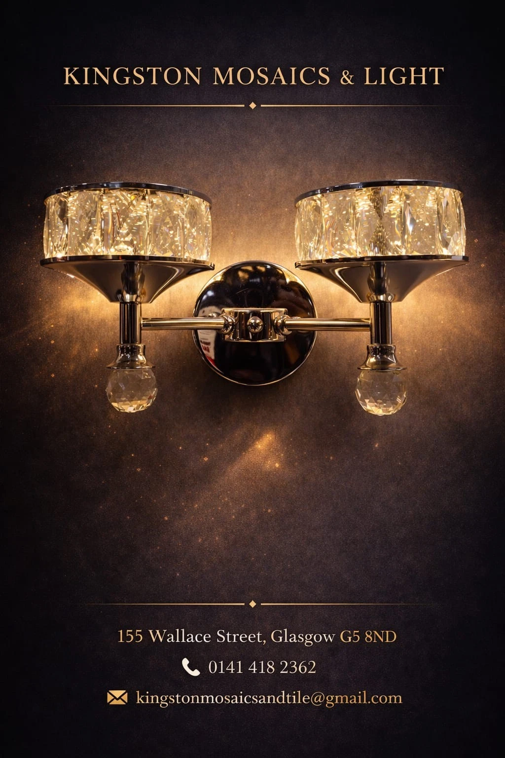 Luxury Dual Crystal Bowl Wall Light – Modern Decorative Sconce - Picture 1 of 15