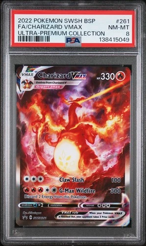 2022 POKEMON SWSH BLACK STAR PROMO #261 FULL ART/CHARIZARD VMAX PSA 8