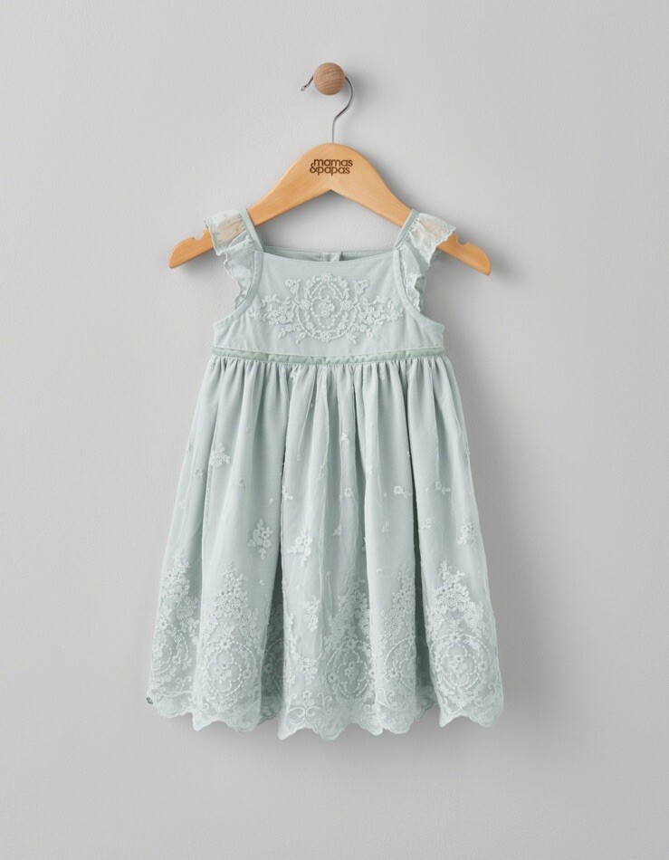 BRAND NEW Mamas Papas Blue Lace Dress Age 2-3 Years RRP £39 - Main Image