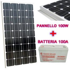 KIT FOTOVOLTAICO PANNELLO SOLARE 100W CON BATTERIA 120A PER ACCUMULO