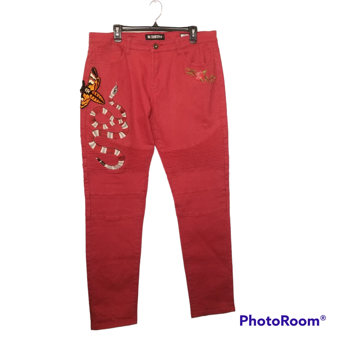 Red biker hotsell jeans mens