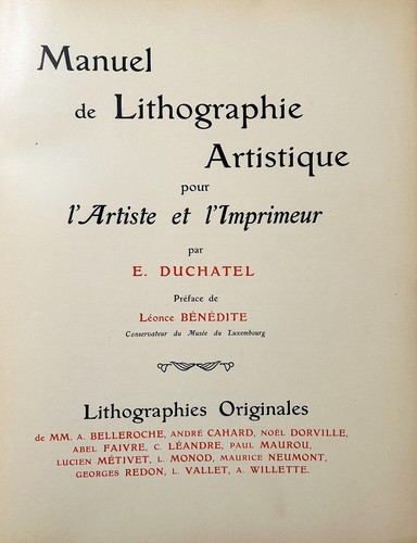 Manuel de lithographie artistique pour l’Artiste & l’Imprimeur, 1908. DUCHATEL - Picture 3 of 11