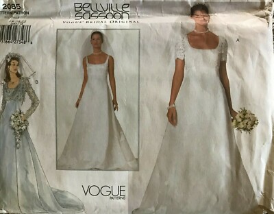 90's Vogue 2085 Pattern Sassoon Bridal Gown Wedding Dress & Jacket 18-20-22 U/C
