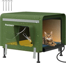 Outdoor Heated Cat House with Insulation and Weatherproof Cover for Winter