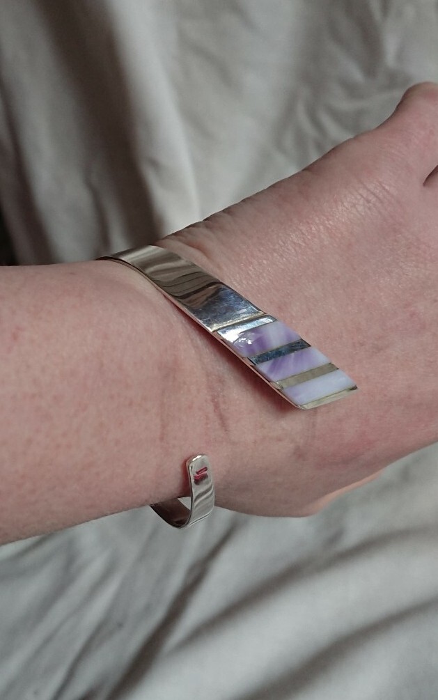 Hallmarked Solid Sterling Silver Shell Inlay Bang… - image 3