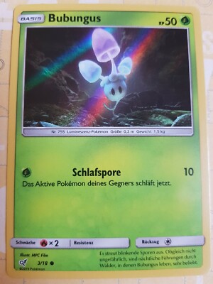 Pokemon Bubungus Holo 3/18 aus Meisterdetektiv Pikachu Deutsch Boosterfrisch 