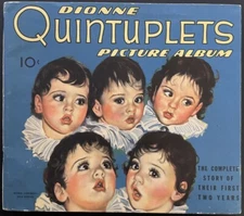 1936 Dionne Quints Picture Album Wearing Hockey Jersey Image Vintage Antique 