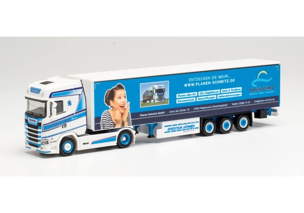 "Herpa 1:87 313636 Scania Cs 20 Hd Gardinenplanen-Sattelzug „Spedition HöHner\""-image
