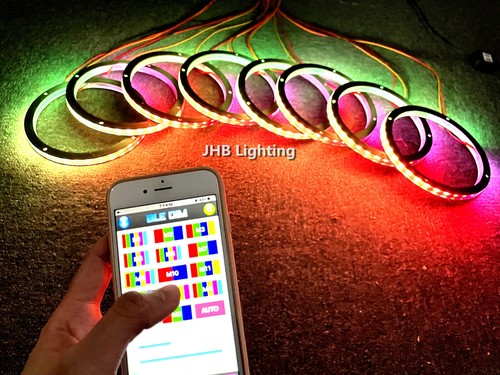 JHB 8PCS 12"APP Remote Dream CHASING FLOW LED Car Subwoofer Speaker Rings Lights - Picture 9 of 20