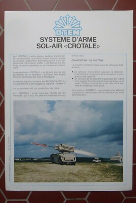 DTEN DOKUMENT WAFFENSYSTEM BODEN LUFT CROTALE AIR DEFENSE SYSTEM THOMSON MATRA