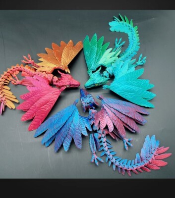 3D Printed Feathered Wyvern Articulated Dragon Fidget Toys Home Office Decor