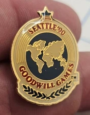 VTG Lapel Pinback Gold Tone 1990 Goodwill Games Seattle Washington 