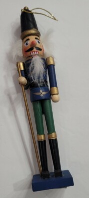 UNBRANDED 9'' BLUE & GOLD NUTCRACKER CHRISTMAS TREE ORNAMENT WOODEN KING PRINCE