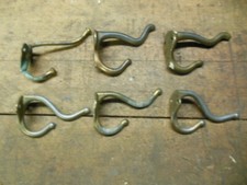 vintage coat hooks set of 6 double 3 steel 3 alum w/brass finish old hardware