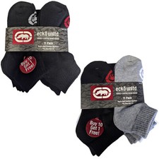 11-Pack New Ecko Unltd. Boy's Half Cushion Quarter Socks 9-11 Ages 7-14 years