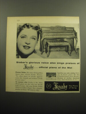 1958 Knabe Piano Advertisement - Eleanor Steber
