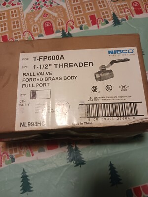 1-1/2'' Nibco DZR Brass Ball Valve NPT NL998HC T-FP600A 
