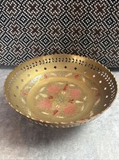 Vintage Indian Brass Metal Colourful Fruit Bowl
