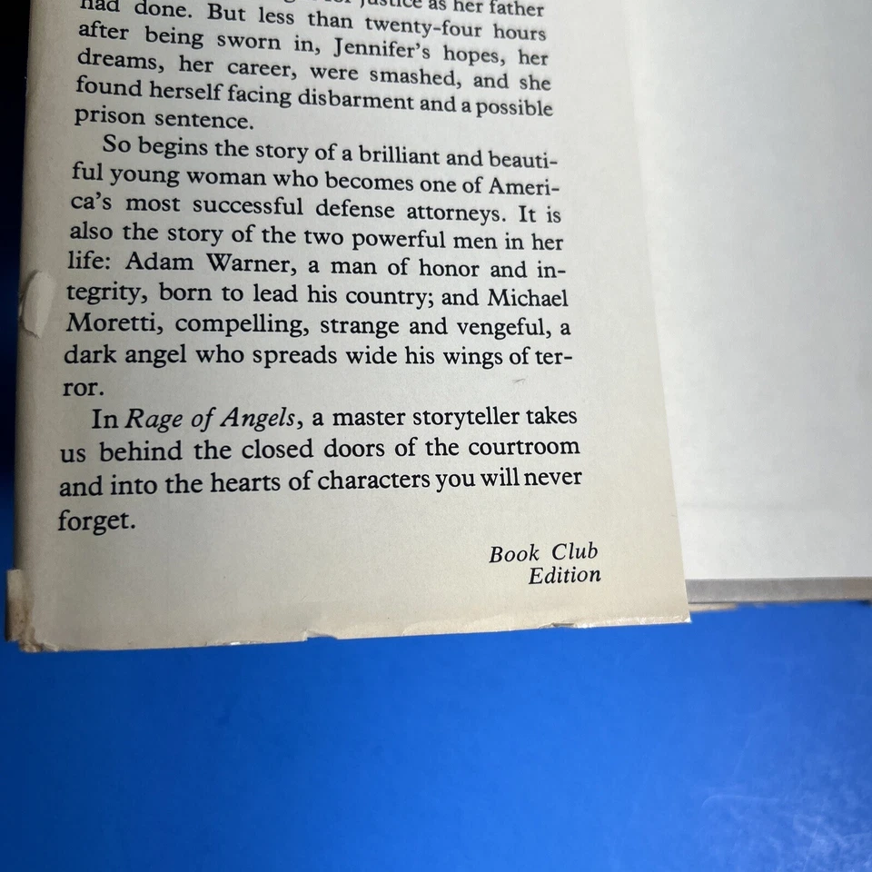 Rage of Angels by Sidney Sheldon 1980 Vintage Hardcover Book HCDJ Foto 4 de 4