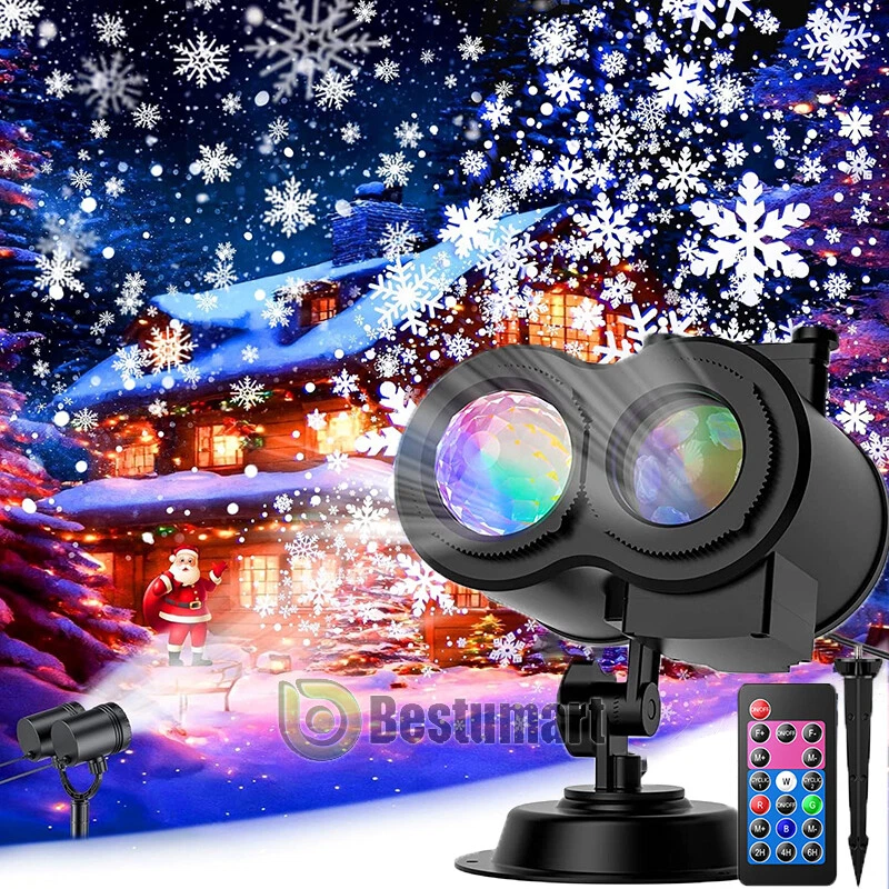 Proyector de Navidad Interior Exterior Luz LED Lámpara Láser Móvil Jardín Copo de Nieve Foto 2 de 4