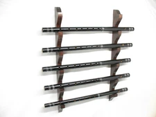 Hanging Flute Stand Bamboo Holds 5 Flutes #970