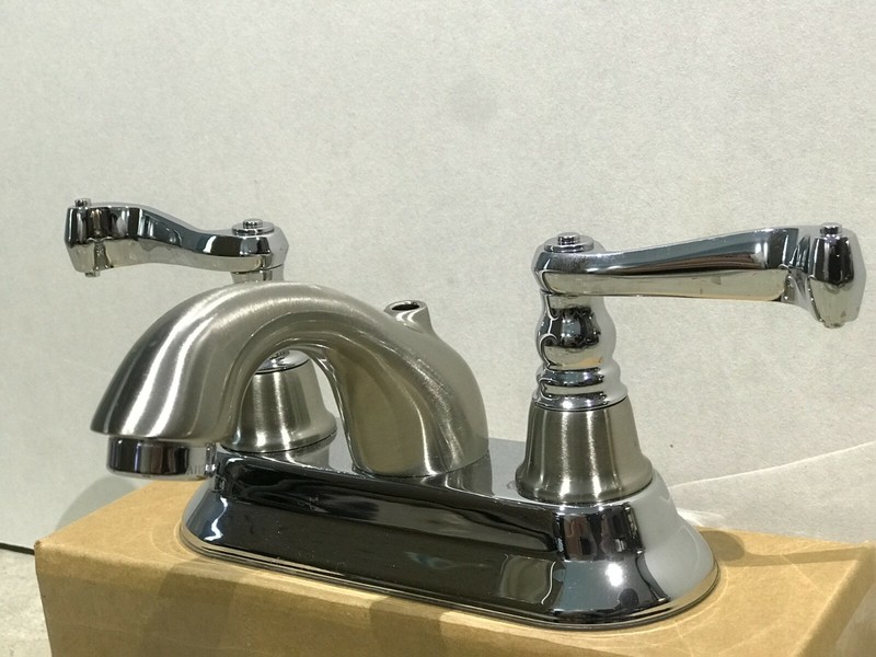 NEW Pegasus Bathroom 2-Handle Center Faucet, Low ARC style Polished/Brush Chrome