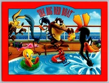 Vintage Big Red Boat Looney Tunes Premier Cruise Line Ship Oversized Ad Postcard