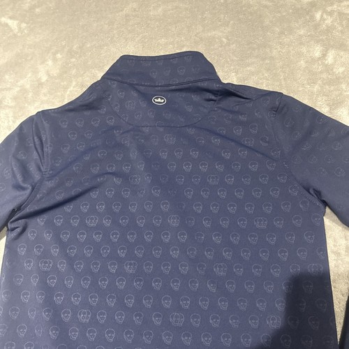 Peter Millar Boy's Size M (9-10) Navy Skull Bones Print 1/4 Zip Pullover Kiawah - Picture 7 of 8