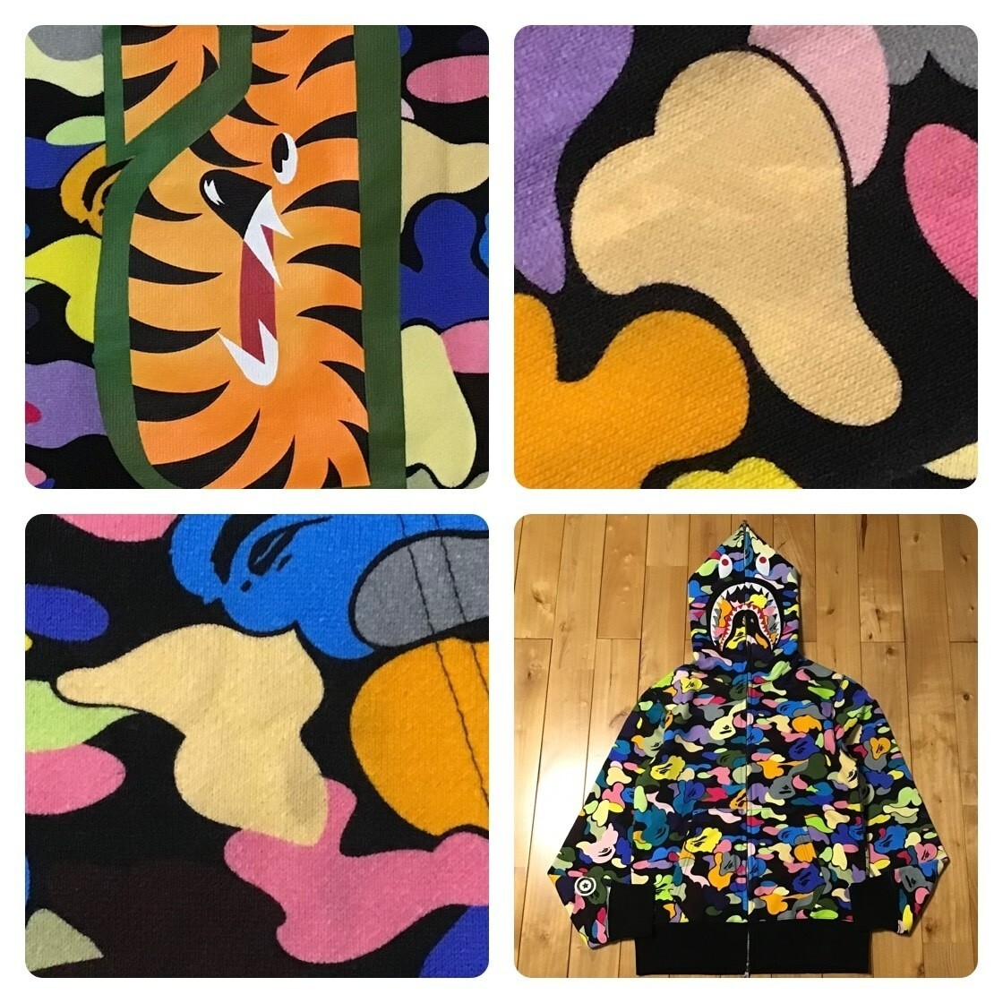 BAPE Multi camo WGM shark full zip hoodie A Bathing Ape Size S | eBay