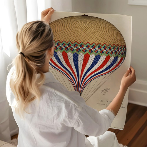 Poster Mongolfiera - Le Tricolore Aerostato Wall Art - 12X16/16X20/18X24/24X36 - Foto 2 di 11