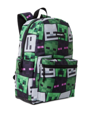 Minecraft Creeper School Backpack Book Bag 17'' Boys Green Black Gray