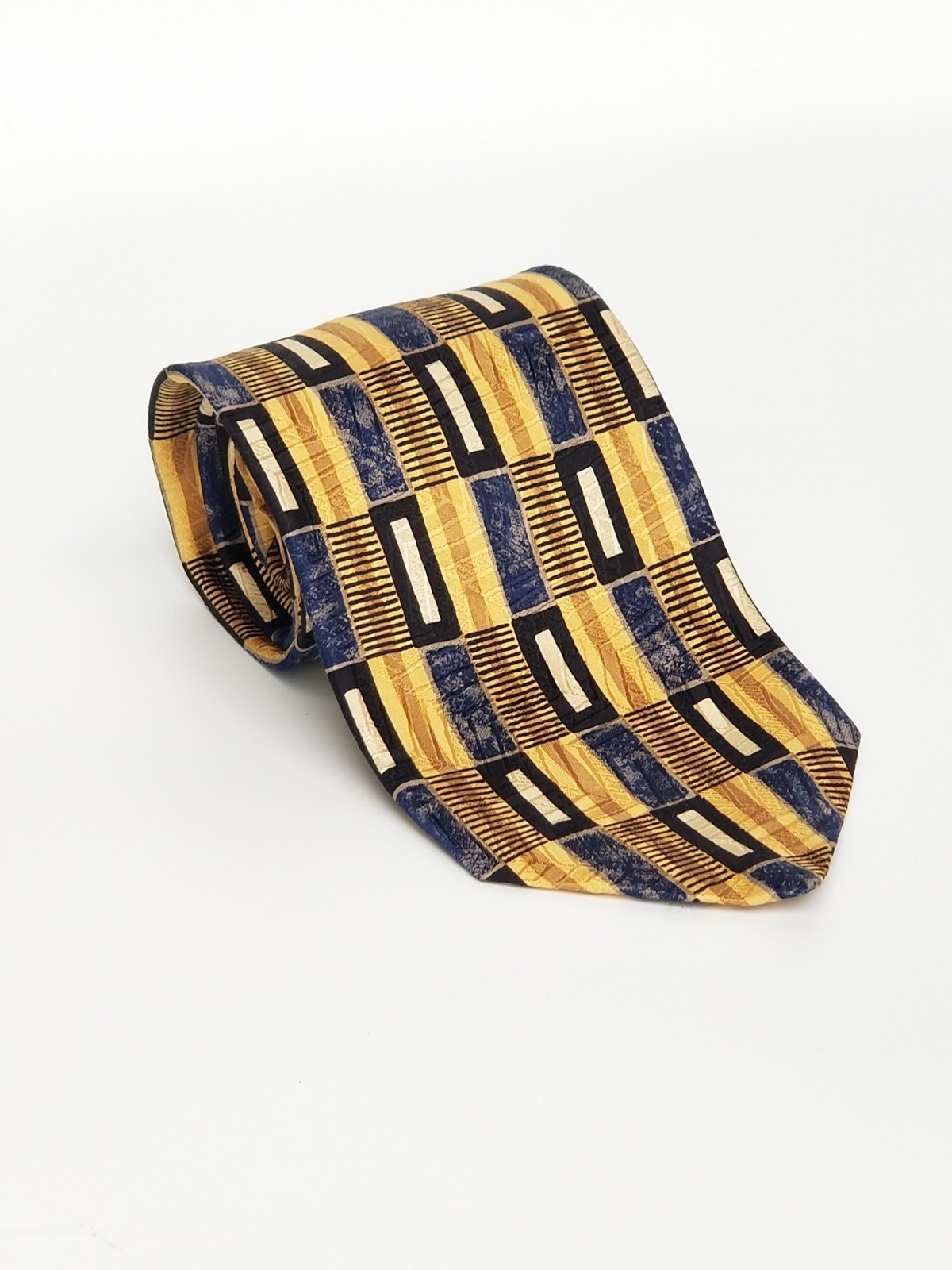 Robert Talbott Studio Blue Gold Black Geometric H… - image 2