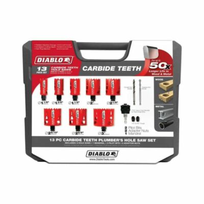Diablo Tools Carbide Plumbers Hole Saw Set - 13 Piece Set