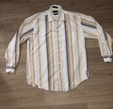 Claiborne Men's Large 16 34/35 Cotton Long Sleeve Striped Button Up Dress Shirt