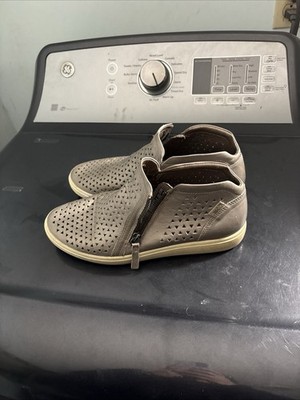 ECCO EU 41 US 10 Soft 7 Mid-cut Bootie Sneaker Stone Metallic Perforated Leather