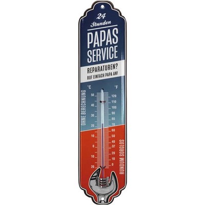 LANOLU Thermometer  Papas Service  8x28cm im Retro Stil