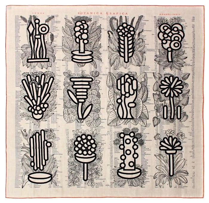 Hermes Shawl Scarf Stole Botanica Grafica Natural Cashmere Silk Auth Carre 140 - Image 3 of 4