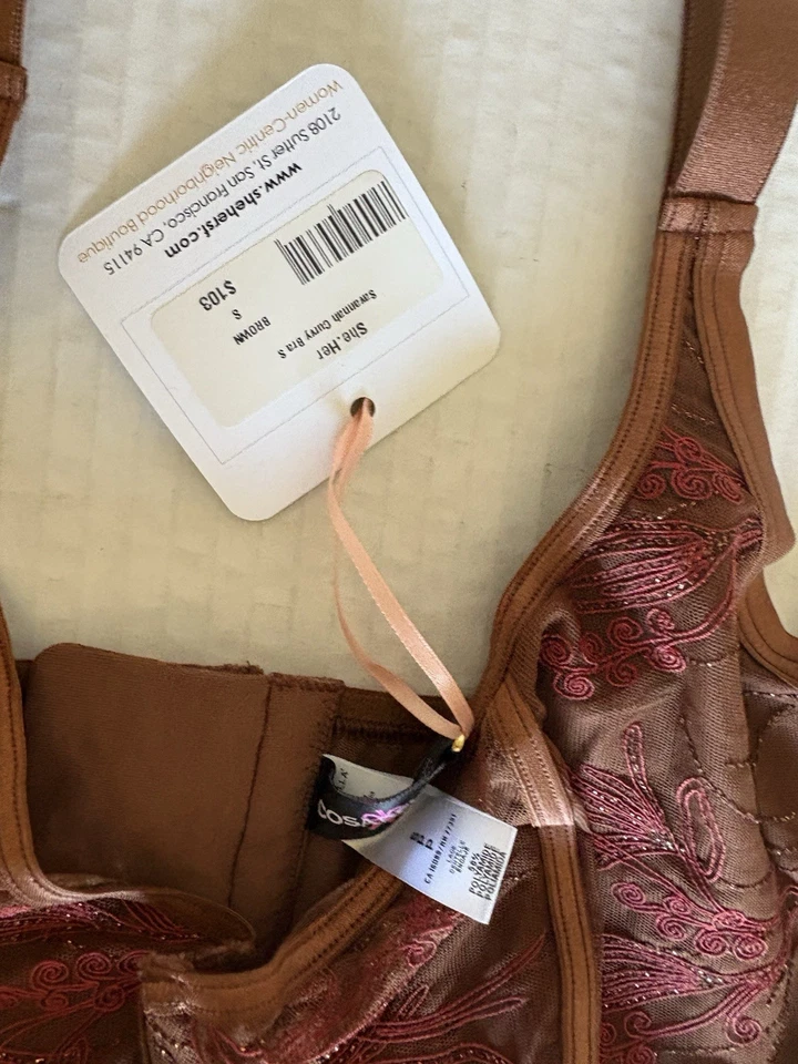 Cosabella Savannah CURVY Small Longline Lace Bra NWOT Brown Floral - Image 3 of 4