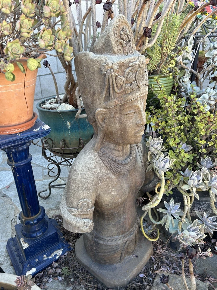 Antigua estatua de jardín Apsara o Devi Tara de la India 37" más de 30 años Zen Foto 3 de 4